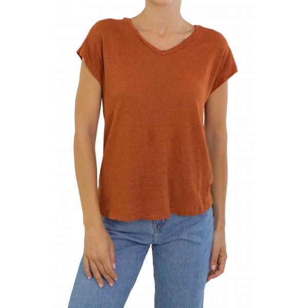Maglia in lino con scollo a V